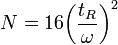 N=16{\left(\frac{t_R}{\omega}\right)}ˆ2