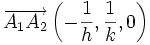 \overrightarrow{A_1 A_2} \left ( -\frac{1}{h}, \frac{1}{k}, 0 \right )